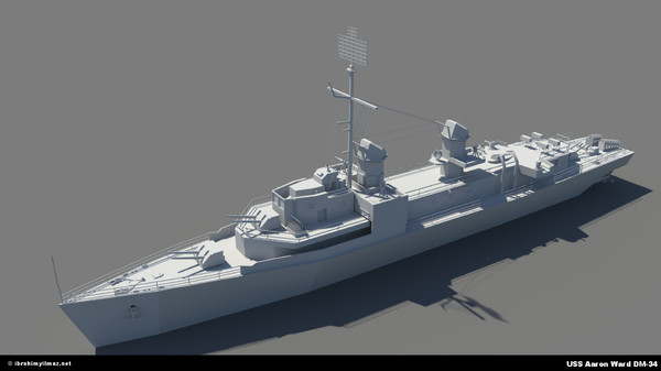 3d model sweeper uss aaron - Low Poly USS Aaron Ward DM-34 Mine Sweeper Game Modeling by ShaderCo